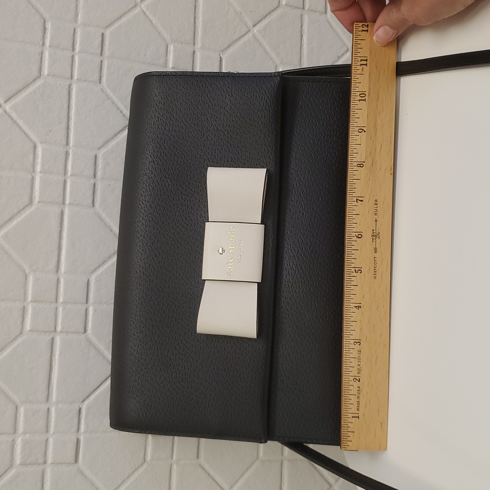kate spade Black Leather Bow Crossbody Bag with Cream Accent - Picture 5 of 9